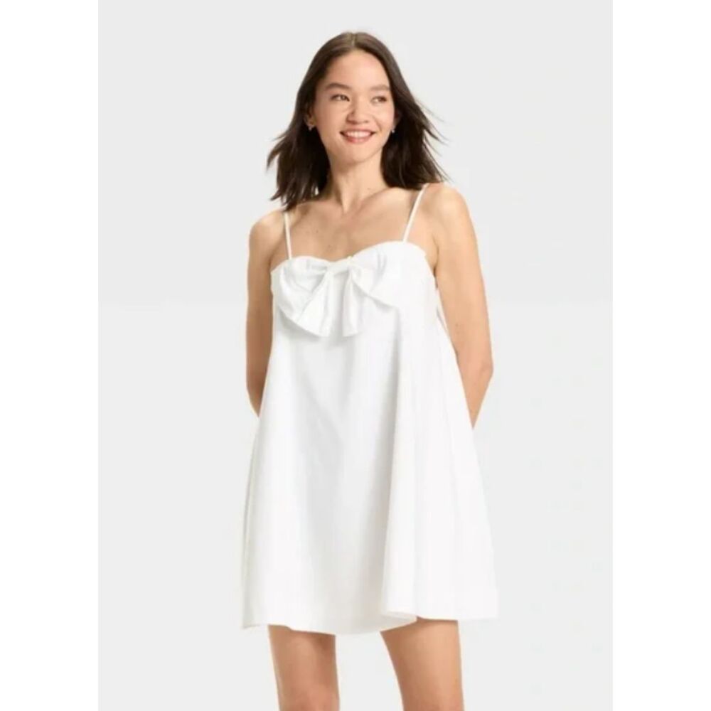 A New Day White Trapeze Dress In White Size L Perfect For Brides!